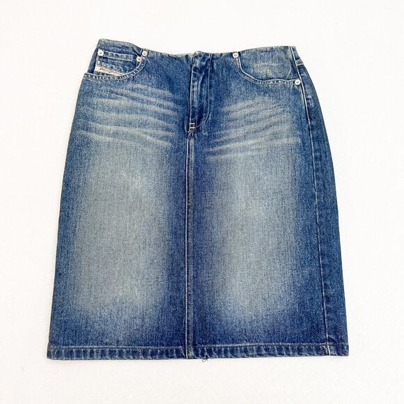 Diesel Lawine Vintage Pencil Straight Denim Jean Skirt Y2K Size 27 - Picture 1 of 7